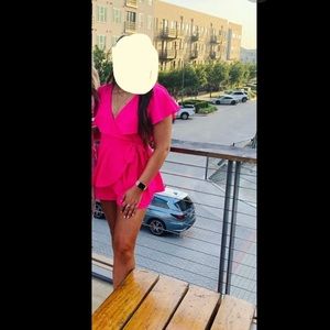 pink backless romper